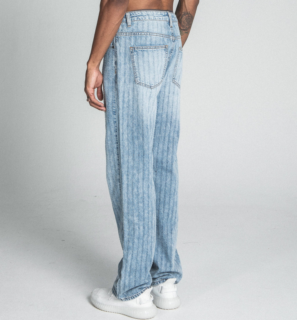 AJ01L-2 CLASSIC BLUE THREAD LINE LOOSE JEANS