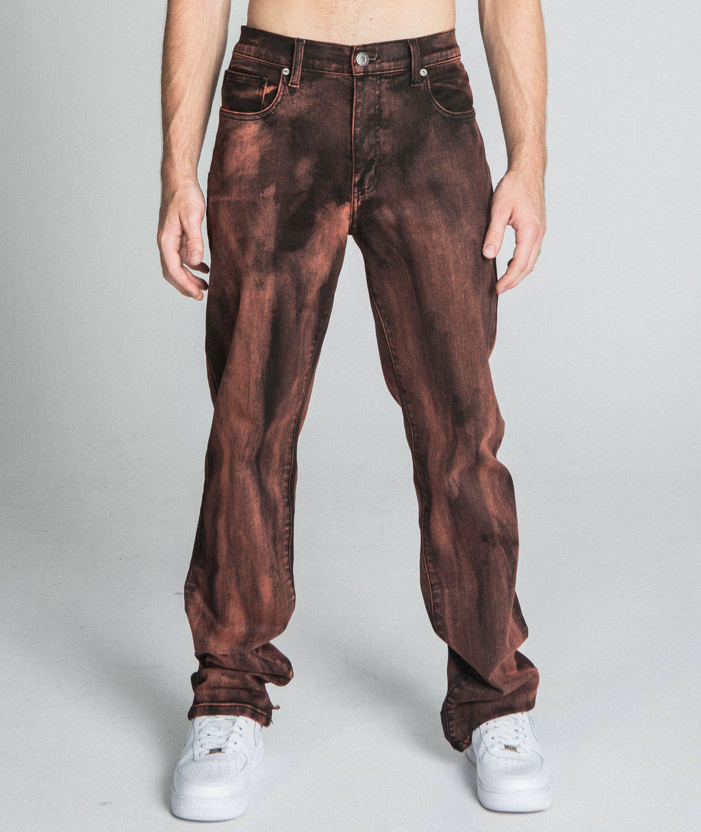 AJ05ST BROWN WASHED STRAIGHT JEANS