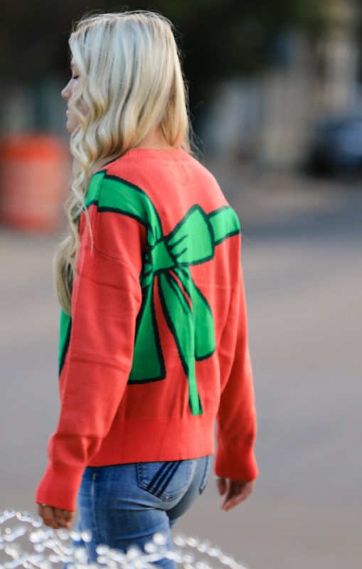 Bow wrap Christmas sweater