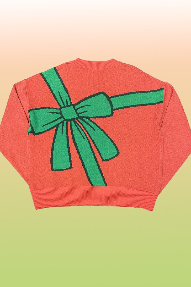 Bow wrap Christmas sweater