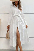 Eyelet midi dress