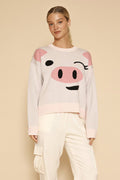 Pig face knit sweater