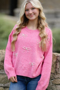 Pearl bow knit sweater