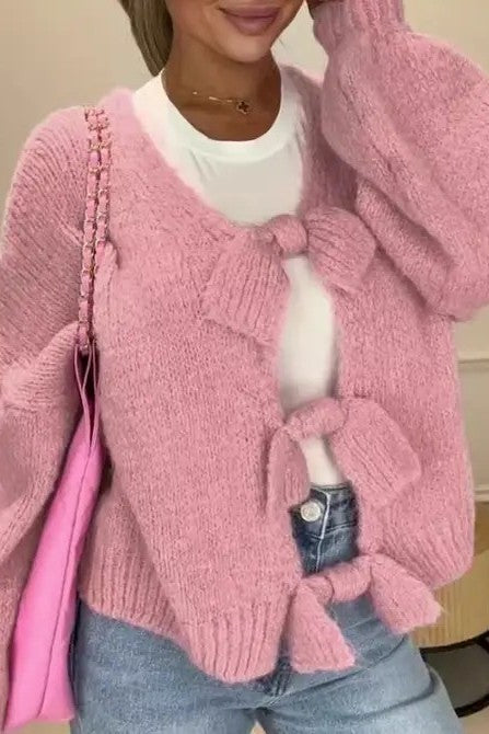 Miss Sparkling Bow Tie Cardigan
