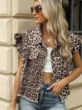 Short sleeve ruffle denim vest