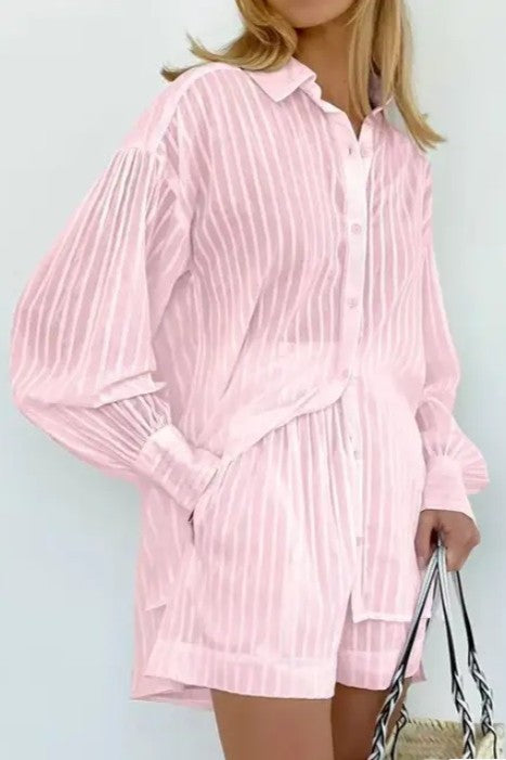 Miss Sparkling 2-piece matching long sleeve and shorts set
