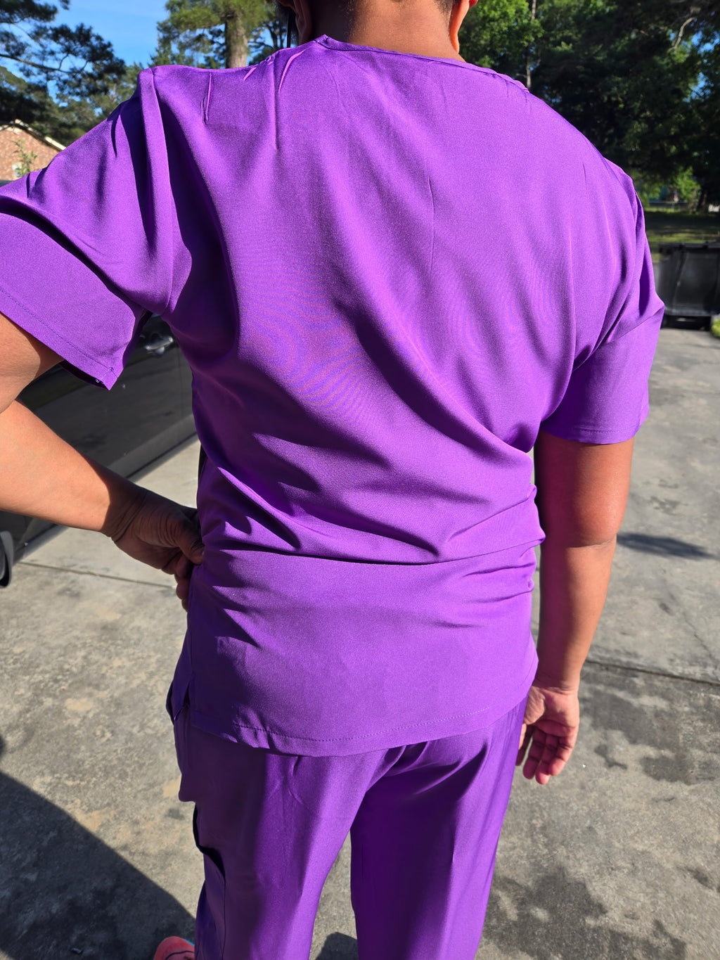 Scrub Top (Neon Singularity) Balancing Act Art Collection/Night Shift Energy Scrubs