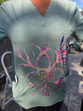 Scrub Top (Neon Singularity) Balancing Act Art Collection/Night Shift Energy Scrubs