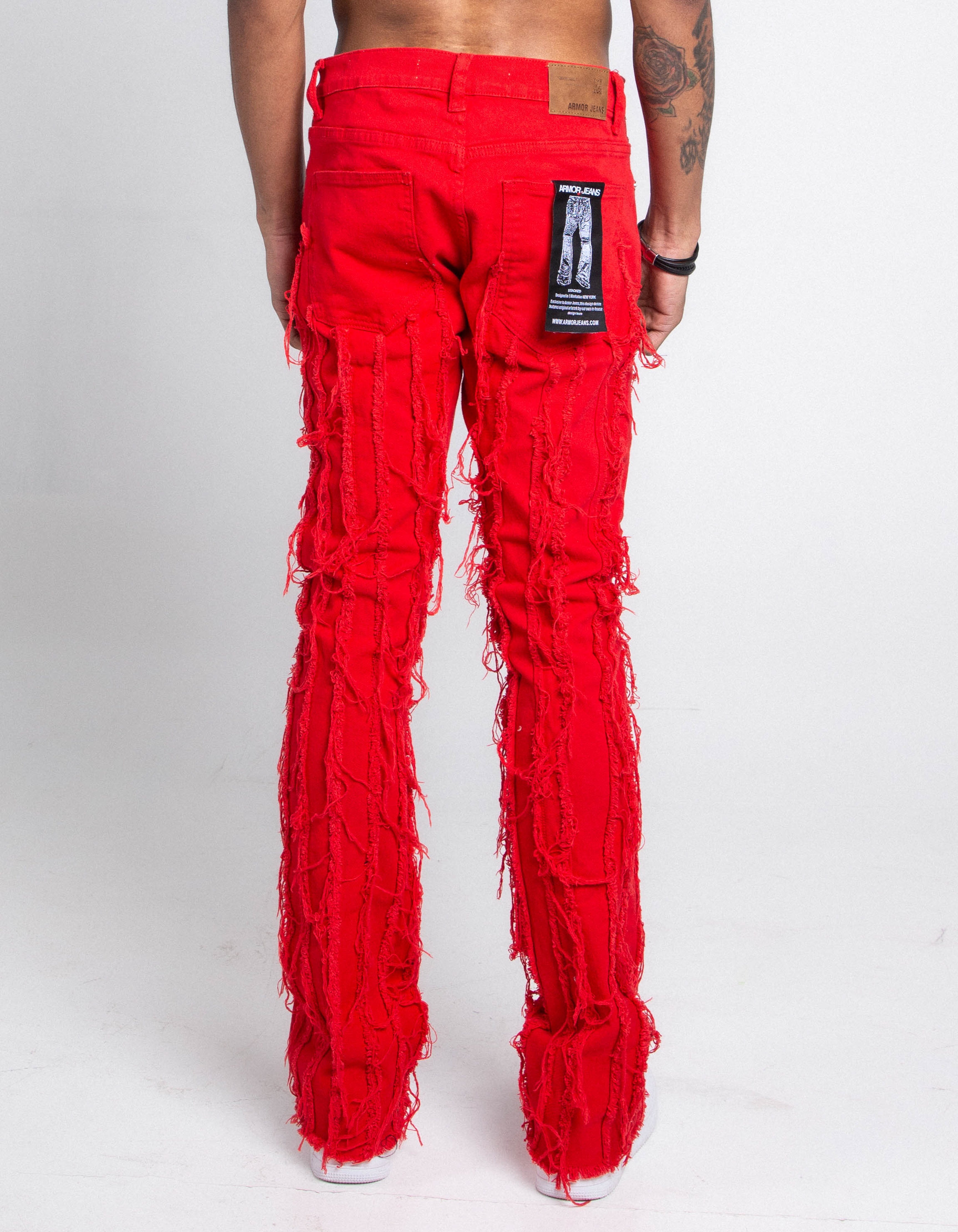 AJ672SK VERTICAL FRAYED STACKED JEANS