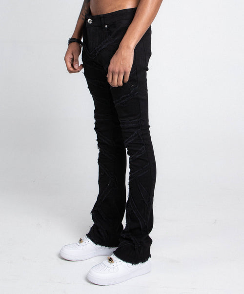 AJS410 SHREDDED STACKED JEANS