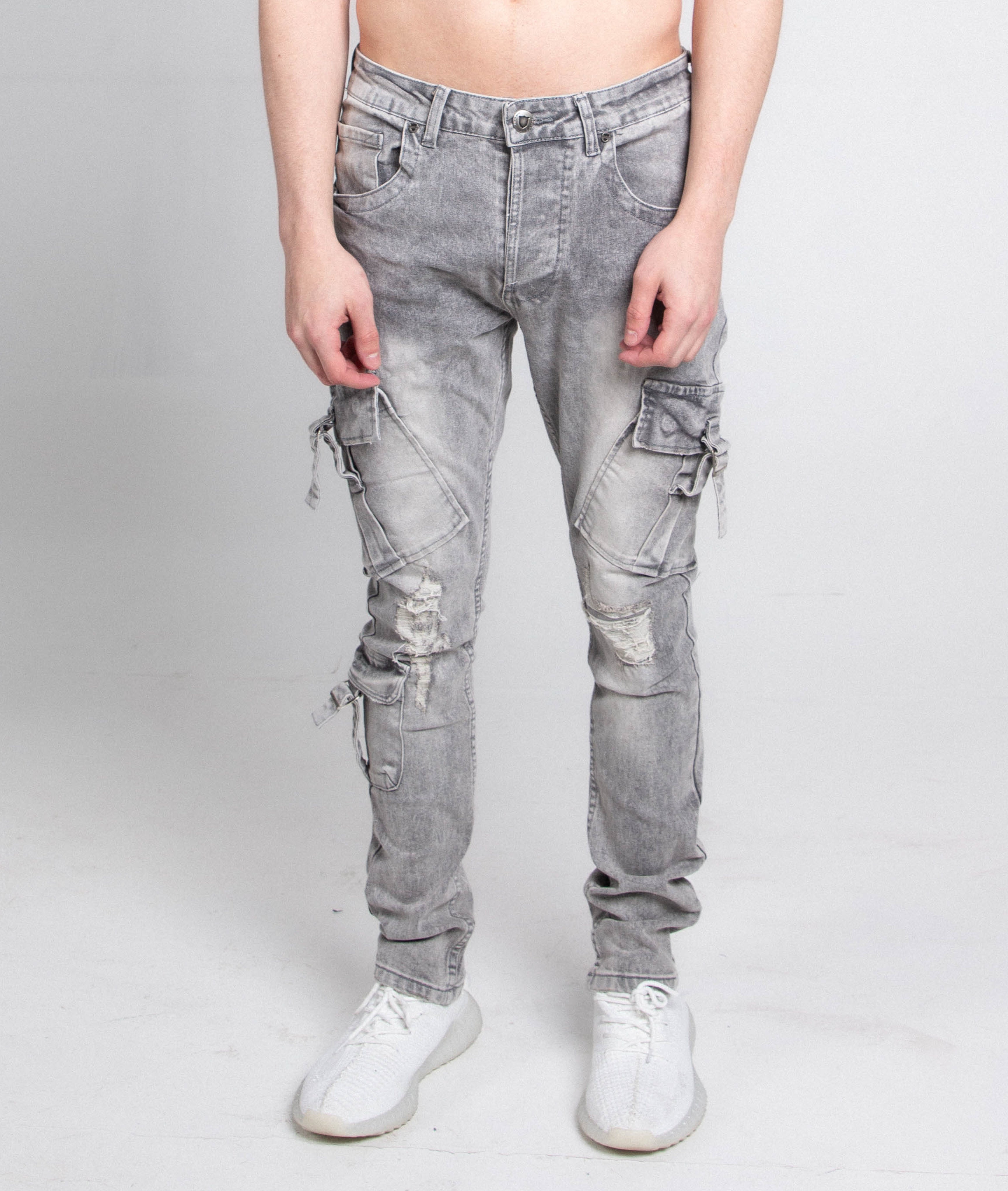 A408 CARGO POCKETS GREY SKINNY