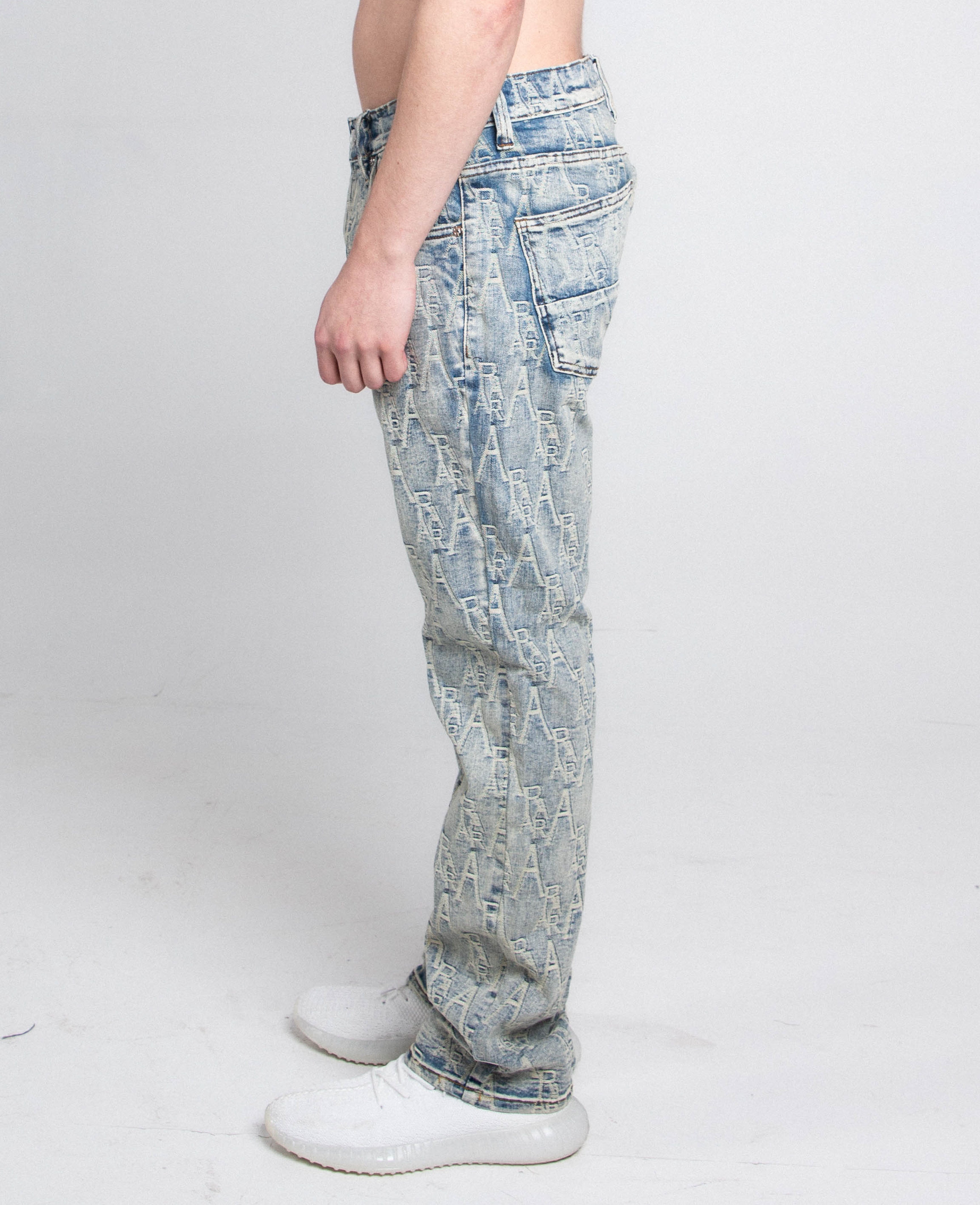 AJ36SL-2 EMBROIDERED LIGHT BLUE SLIM JEANS