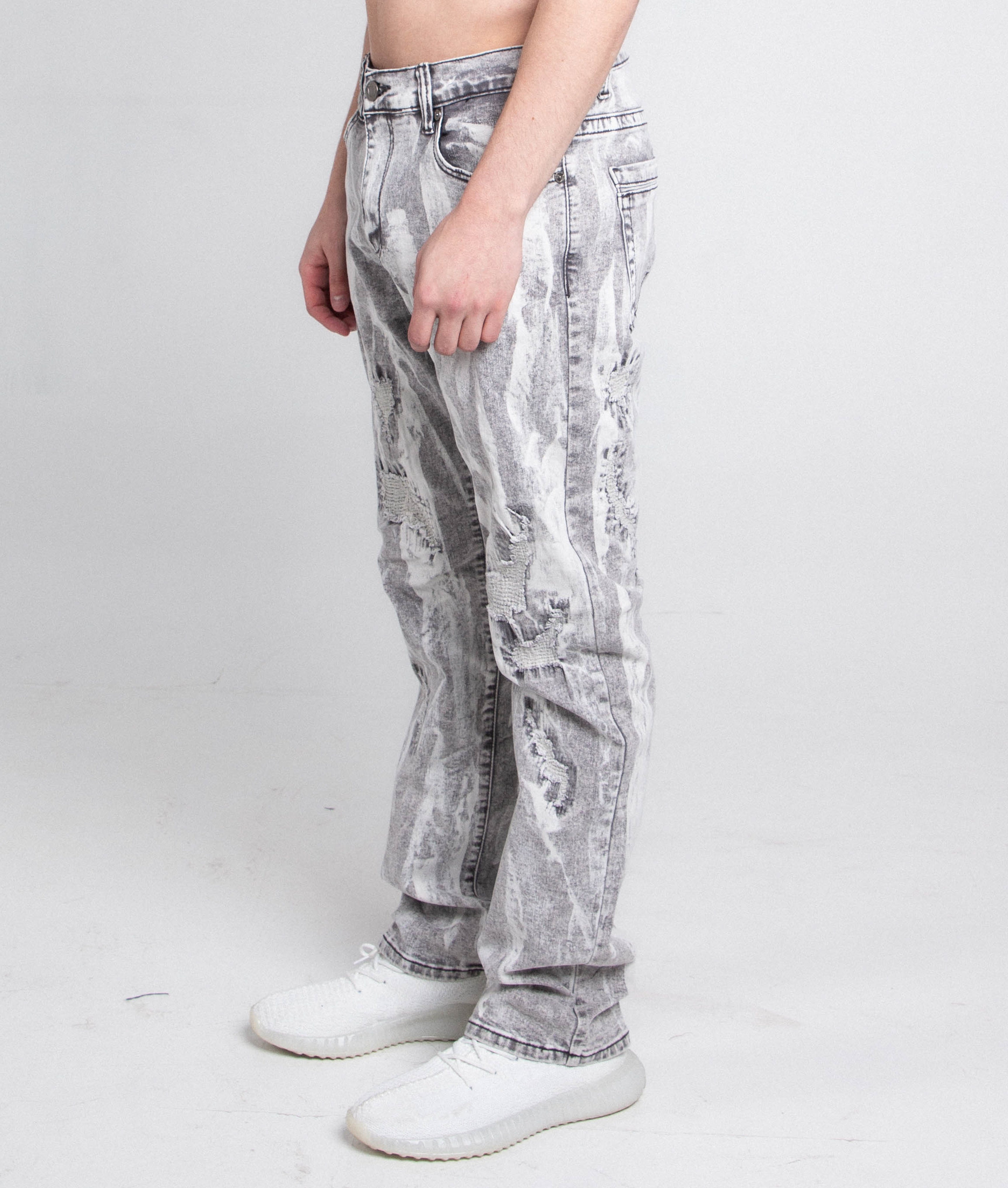 AJ738SL-3 GREY/WHITE VINTAGE SLIM JEANS