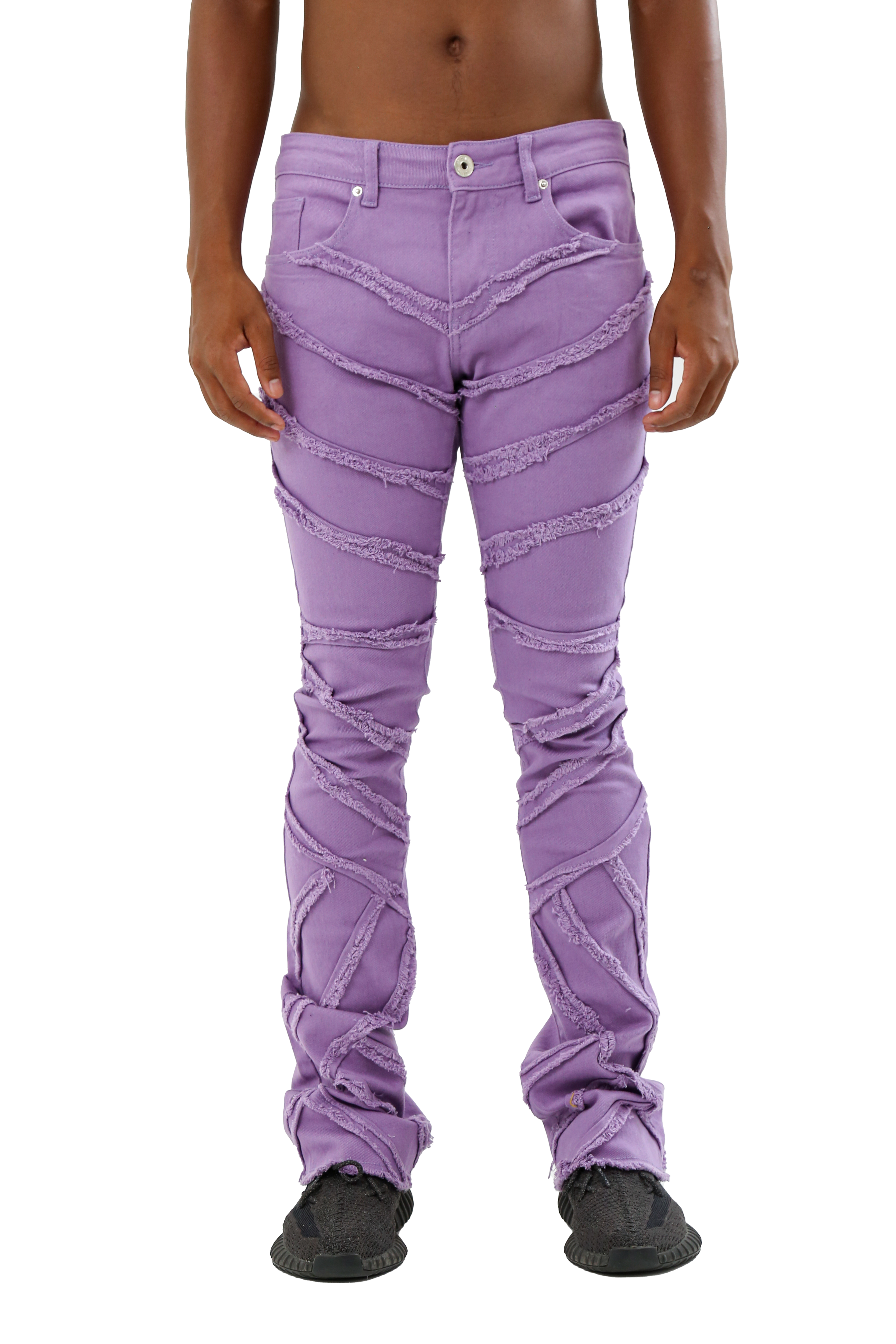 AJS410 SHREDDED STACKED JEANS