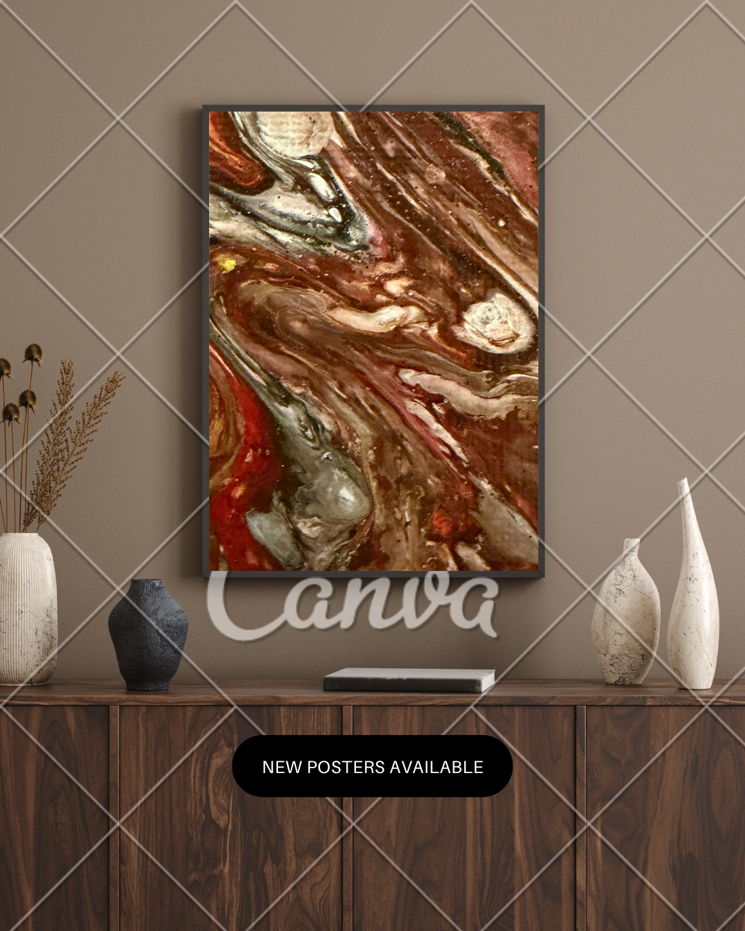 Molten Earth Abstract  (Digital Print) Luxury Fluid Art