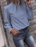 Polka Dot Print Lantern Sleeve Blouse