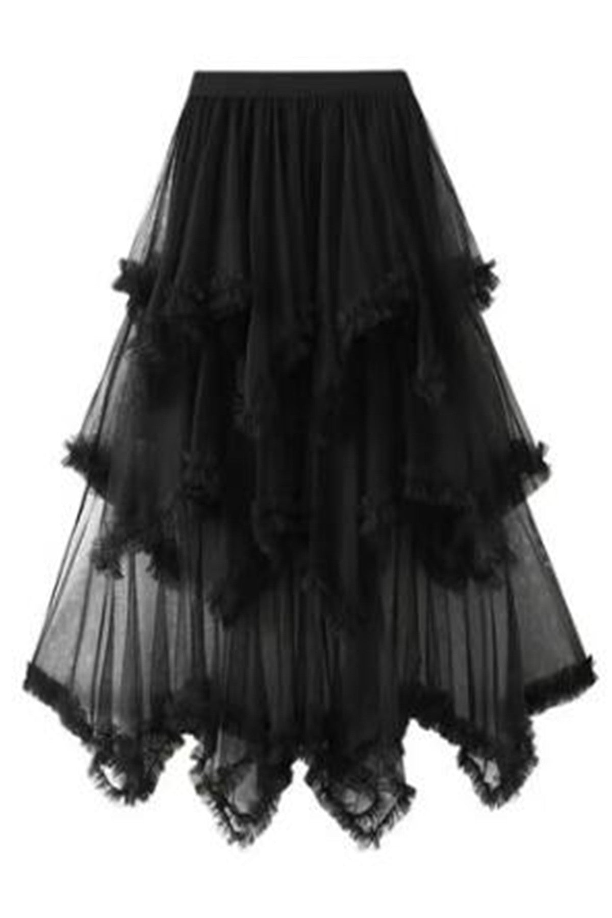 Layered Mesh High Waist Skirt